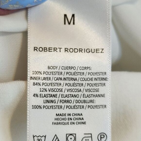 Robert Rodriguez White High Neck Chiffon Blouse with Built-in Halter Bra MED - Picture 12 of 12